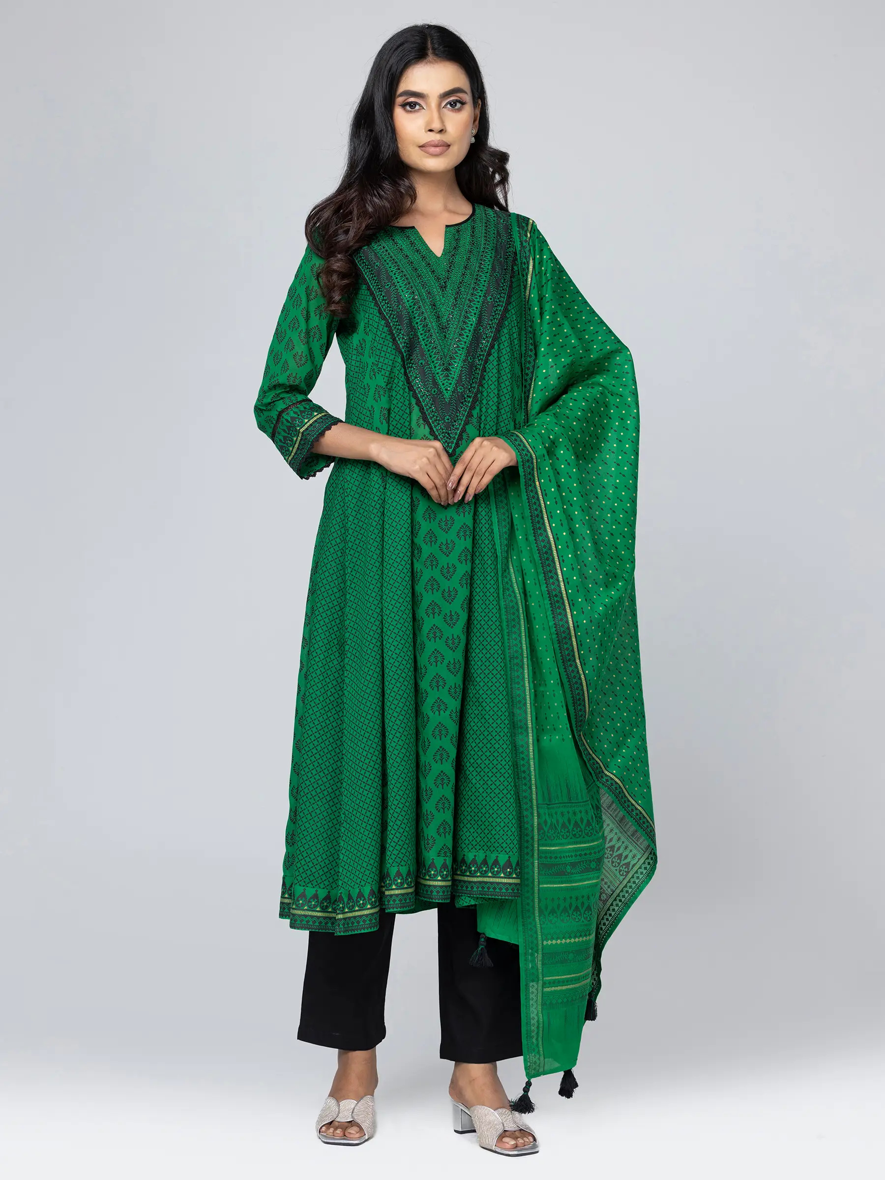 Green Kantha Odyssey Theme Shalwar Kameez